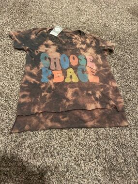 NEW Keep It Gypsy "Choose Peace" Tie-Dye Short Sleeve Top